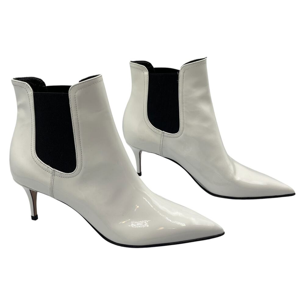 Le Silla Patent Leather Pointed Toe Stiletto Heel Ankle Boots White Size 37/7 - Picture 5 of 11